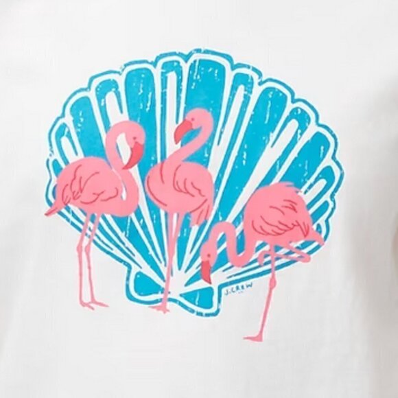 J. Crew Flamingos Cotton Graphic Collector's Tee, Medium - Picture 3 of 6